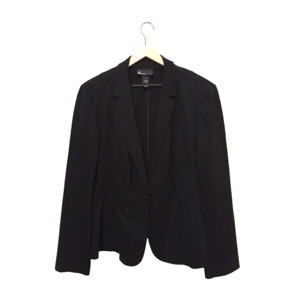 LANE Bryant Black Rayon Ponte Stretch Single Breasted Blazer Sz 24 - Picture 1 of 8